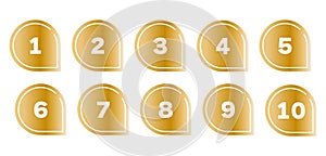 Simple number icon set golden